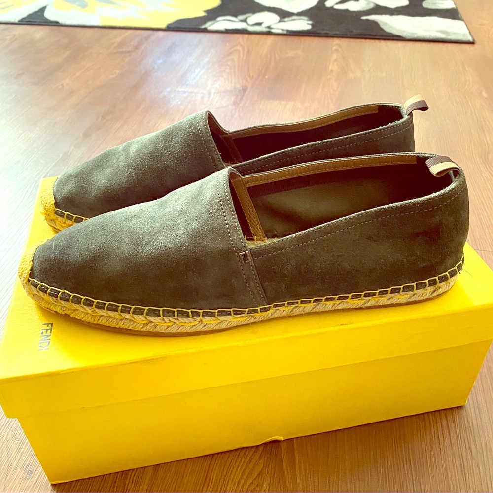 Men’s Fendi brown suede espadrilles size 10